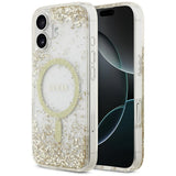Husa pentru iPhone 17, Guess Resin Bottom Glitter MagSafe (GUHMP17SRGRGED), auriu
