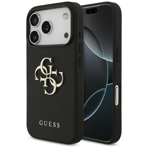 Husa pentru iPhone 17 Pro, Guess Hardcase 4G Grained Big and Classic Logo (GUHCP17LPGT4MBK), negru