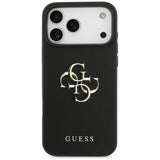 Husa pentru iPhone 17 Pro Max, Guess Hardcase 4G Grained Big and Classic Logo (GUHCP17XPGT4MBK), negru