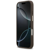 Husa pentru iPhone 17, Guess Grained Strass Logo MagSafe (GUHMP17SPGCRMDEW), maro