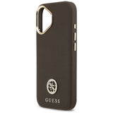 Husa pentru iPhone 17, Guess Grained Strass Logo MagSafe (GUHMP17SPGCRMDEW), maro