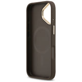 Husa pentru iPhone 17, Guess Grained Strass Logo MagSafe (GUHMP17SPGCRMDEW), maro