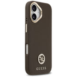 Husa pentru iPhone 17, Guess Grained Strass Logo MagSafe (GUHMP17SPGCRMDEW), maro