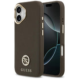 Husa pentru iPhone 17, Guess Grained Strass Logo MagSafe (GUHMP17SPGCRMDEW), maro