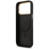 Husa pentru iPhone 17 Pro Max, Guess Peony Hot Stamp MagSafe (GUHMP17XPSAMSECK), negru