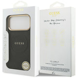 Husa pentru iPhone 17 Pro Max, Guess Peony Hot Stamp MagSafe (GUHMP17XPSAMSECK), negru