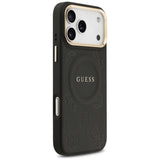 Husa pentru iPhone 17 Pro Max, Guess Peony Hot Stamp MagSafe (GUHMP17XPSAMSECK), negru