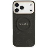 Husa pentru iPhone 17 Pro Max, Guess Peony Hot Stamp MagSafe (GUHMP17XPSAMSECK), negru