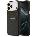 Husa pentru iPhone 17 Pro Max, Guess Peony Hot Stamp MagSafe (GUHMP17XPSAMSECK), negru