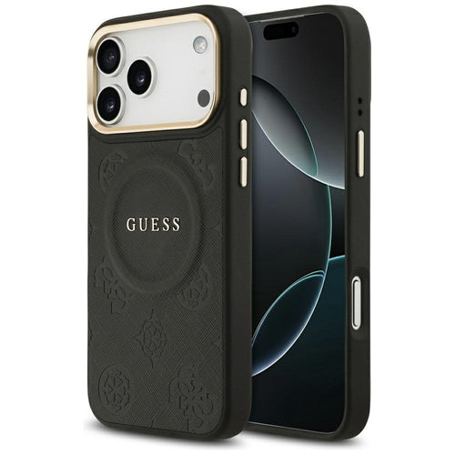 Husa pentru iPhone 17 Pro Max, Guess Peony Hot Stamp MagSafe (GUHMP17XPSAMSECK), negru