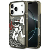 Husa pentru iPhone 17 Pro, Karl Lagerfeld Liquid Glitter Choupette Logo MagSafe (KLHMP17LLCHSCTDK), negru