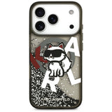 Husa pentru iPhone 17 Pro, Karl Lagerfeld Liquid Glitter Choupette Logo MagSafe (KLHMP17LLCHSCTDK), negru