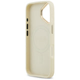 Husa pentru iPhone 17, Guess Grained Strass Logo MagSafe (GUHMP17SPGCRMDEE), bej