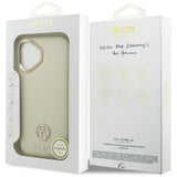 Husa pentru iPhone 17, Guess Grained Strass Logo MagSafe (GUHMP17SPGCRMDEE), bej