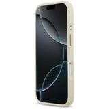 Husa pentru iPhone 17, Guess Grained Strass Logo MagSafe (GUHMP17SPGCRMDEE), bej