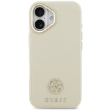 Husa pentru iPhone 17, Guess Grained Strass Logo MagSafe (GUHMP17SPGCRMDEE), bej
