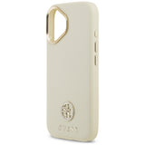 Husa pentru iPhone 17, Guess Grained Strass Logo MagSafe (GUHMP17SPGCRMDEE), bej