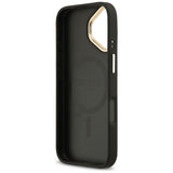Husa pentru iPhone 17, Guess Grained Strass Logo MagSafe (GUHMP17SPGCRMDEK), negru