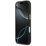 Husa pentru iPhone 17, Guess Grained Strass Logo MagSafe (GUHMP17SPGCRMDEK), negru