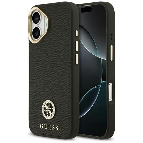 Husa pentru iPhone 17, Guess Grained Strass Logo MagSafe (GUHMP17SPGCRMDEK), negru