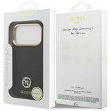 Husa pentru iPhone 17 Pro, Guess Grained Strass Logo MagSafe (GUHMP17LPGCRMDEK), negru