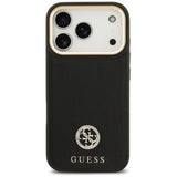Husa pentru iPhone 17 Pro, Guess Grained Strass Logo MagSafe (GUHMP17LPGCRMDEK), negru