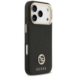 Husa pentru iPhone 17 Pro, Guess Grained Strass Logo MagSafe (GUHMP17LPGCRMDEK), negru