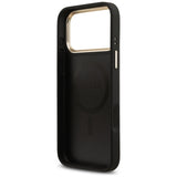 Husa pentru iPhone 17 Pro Max, Guess Grained Strass Logo MagSafe (GUHMP17XPGCRMDEK), negru