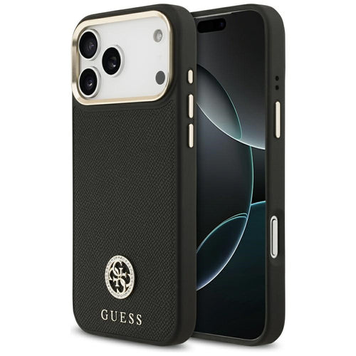Husa pentru iPhone 17 Pro Max, Guess Grained Strass Logo MagSafe (GUHMP17XPGCRMDEK), negru