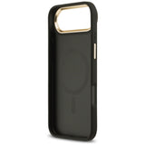 Husa pentru iPhone 17 Air, Guess Grained Strass Logo MagSafe (GUHMP17MPGCRMDEK), negru