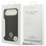 Husa pentru iPhone 17 Air, Guess Grained Strass Logo MagSafe (GUHMP17MPGCRMDEK), negru
