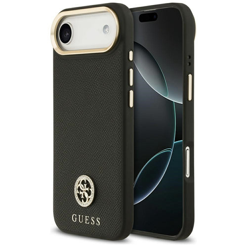 Husa pentru iPhone 17 Air, Guess Grained Strass Logo MagSafe (GUHMP17MPGCRMDEK), negru