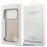 Husa pentru iPhone 17 Pro, Guess Grained Strass Logo MagSafe (GUHMP17LPGCRMDEP), roz