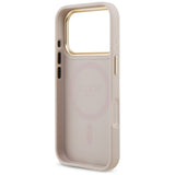 Husa pentru iPhone 17 Pro, Guess Grained Strass Logo MagSafe (GUHMP17LPGCRMDEP), roz