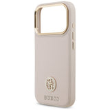 Husa pentru iPhone 17 Pro, Guess Grained Strass Logo MagSafe (GUHMP17LPGCRMDEP), roz