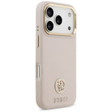 Husa pentru iPhone 17 Pro, Guess Grained Strass Logo MagSafe (GUHMP17LPGCRMDEP), roz