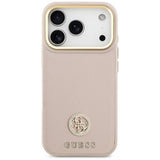 Husa pentru iPhone 17 Pro, Guess Grained Strass Logo MagSafe (GUHMP17LPGCRMDEP), roz