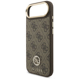 Husa pentru iPhone 17 Air, Guess 4G Strass Logo MagSafe (GUHMP17MP4GRMDEW), maro