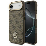 Husa pentru iPhone 17 Air, Guess 4G Strass Logo MagSafe (GUHMP17MP4GRMDEW), maro