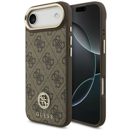 Husa pentru iPhone 17 Air, Guess 4G Strass Logo MagSafe (GUHMP17MP4GRMDEW), maro