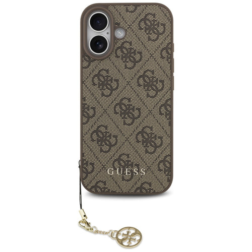Husa pentru iPhone 17, Guess Hardcase 4G Charm Cradle MagSafe (GUHMP17SGF4GCW), maro
