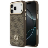 Husa pentru iPhone 17 Pro Max, Guess Hardcase 4G Strass Logo MagSafe (GUHMP17XP4GRMDEW), maro