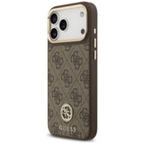 Husa pentru iPhone 17 Pro Max, Guess Hardcase 4G Strass Logo MagSafe (GUHMP17XP4GRMDEW), maro