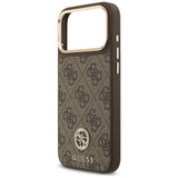 Husa pentru iPhone 17 Pro Max, Guess Hardcase 4G Strass Logo MagSafe (GUHMP17XP4GRMDEW), maro