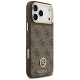 Husa pentru iPhone 17 Pro Max, Guess Hardcase 4G Strass Logo MagSafe (GUHMP17XP4GRMDEW), maro