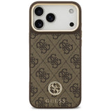 Husa pentru iPhone 17 Pro Max, Guess Hardcase 4G Strass Logo MagSafe (GUHMP17XP4GRMDEW), maro