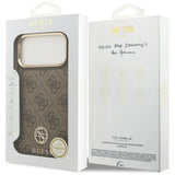 Husa pentru iPhone 17 Pro Max, Guess Hardcase 4G Strass Logo MagSafe (GUHMP17XP4GRMDEW), maro