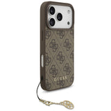 Husa pentru iPhone 17 Pro Max, Guess Hardcase 4G Charm Cradle MagSafe (GUHMP17XGF4GCW), maro