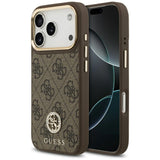 Husa pentru iPhone 17 Pro, Guess Hardcase 4G Strass Logo MagSafe (GUHMP17LP4GRMDEW), maro
