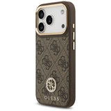 Husa pentru iPhone 17 Pro, Guess Hardcase 4G Strass Logo MagSafe (GUHMP17LP4GRMDEW), maro